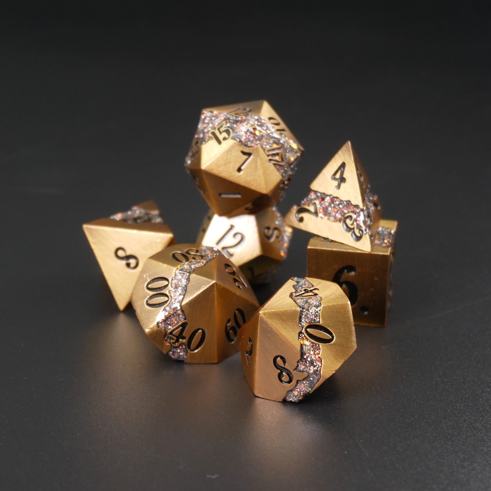 Blighted Gold - 7 Piece DnD Dice Set