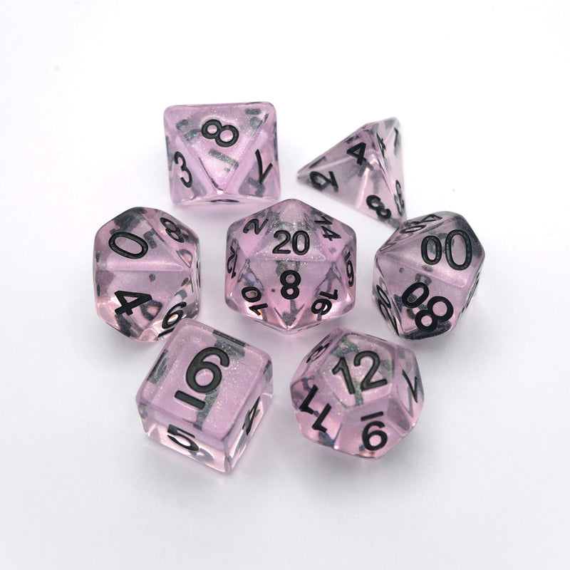 Frozen Blossom - 7 Piece DnD Dice Set | Acrylic RPG Gaming Dice