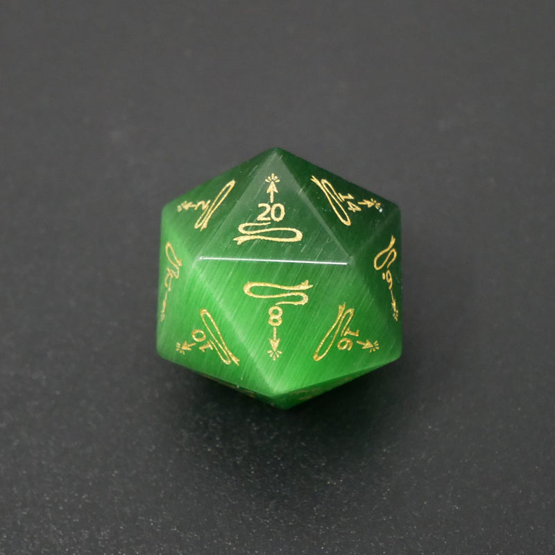 Green Cat Eye - Ranger - 7 Piece DnD Dice Set | Gemstone RPG Gaming Dice