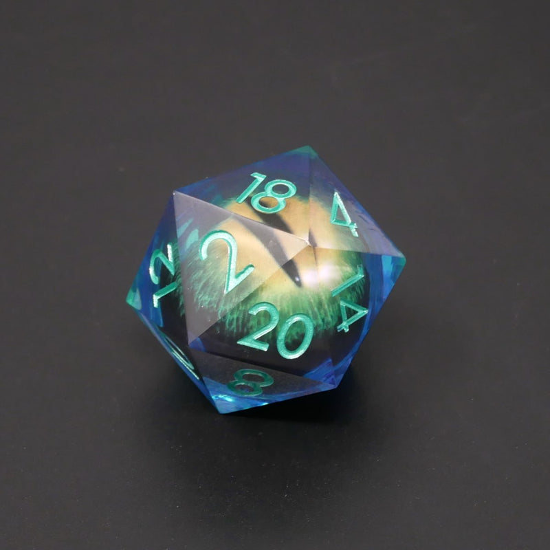 Remorhaz's Eye | Giant D20 Moving Eye DnD Dice | Acrylic RPG Gaming Dice