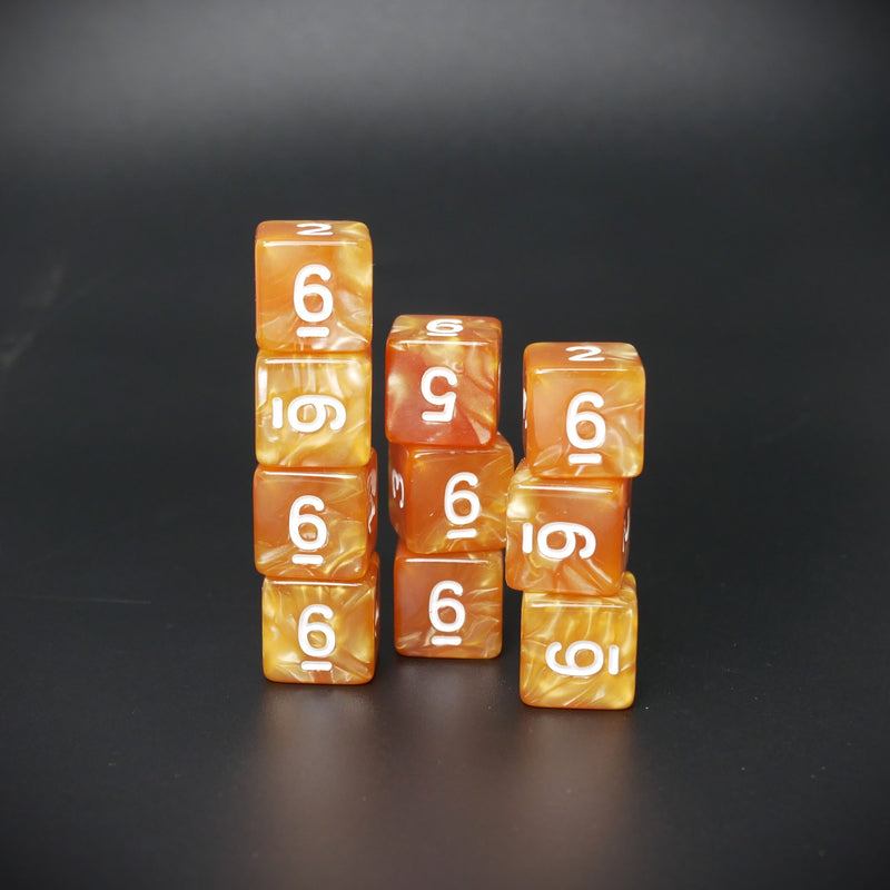 Melted Gold 10d6 - DnD Dice Set | Acrylic RPG Gaming Dice
