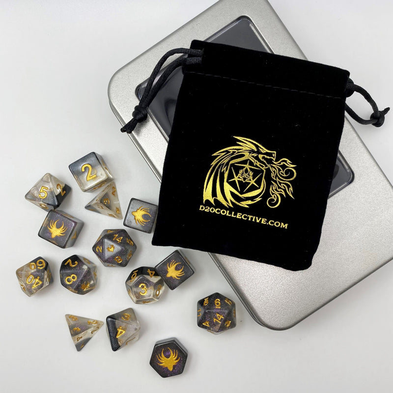 Ascending Shadow - 14 Piece DnD Dice Set | Acrylic RPG Gaming Dice