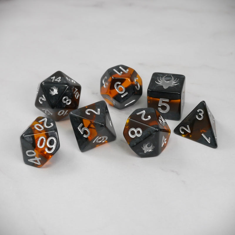 Forgotten Amber - 7 Piece DnD Dice Set | Acrylic RPG Gaming Dice
