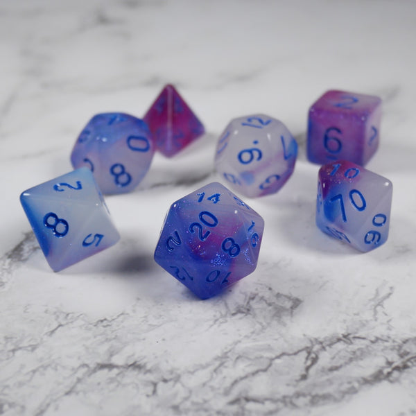 Antarctic Reflections - Glowing 7 Piece DnD Dice Set | Acrylic RPG Gaming Dice