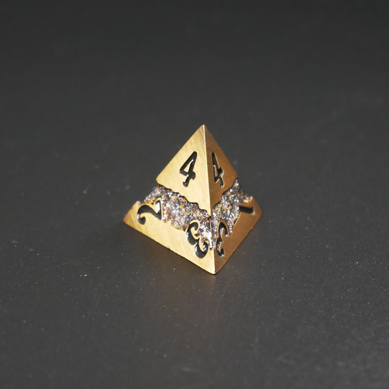 Blighted Gold - 7 Piece DnD Dice Set | Metal RPG Gaming Dice