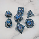 Blue Slaadi's Eye - 7 Piece Moving Eye DnD Dice Set | Acrylic RPG Gaming Dice