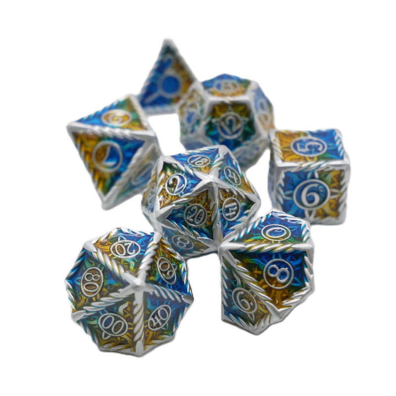 Coastal Shield - 7 Piece DnD Dice Set | Metal RPG Gaming Dice