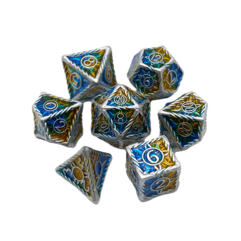 Coastal Shield - 7 Piece DnD Dice Set | Metal RPG Gaming Dice