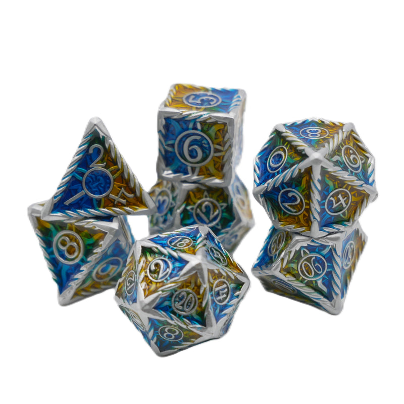 Coastal Shield - 7 Piece DnD Dice Set | Metal RPG Gaming Dice