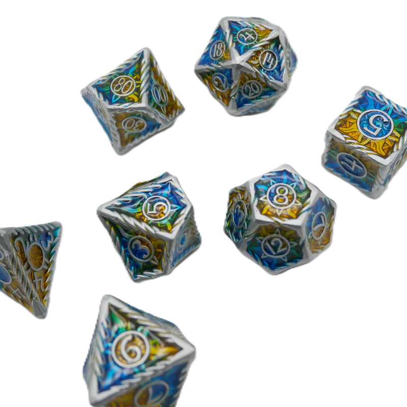 Coastal Shield - 7 Piece DnD Dice Set | Metal RPG Gaming Dice