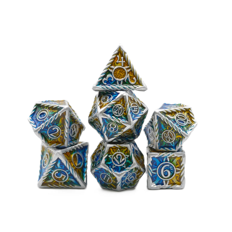 Coastal Shield - 7 Piece DnD Dice Set | Metal RPG Gaming Dice