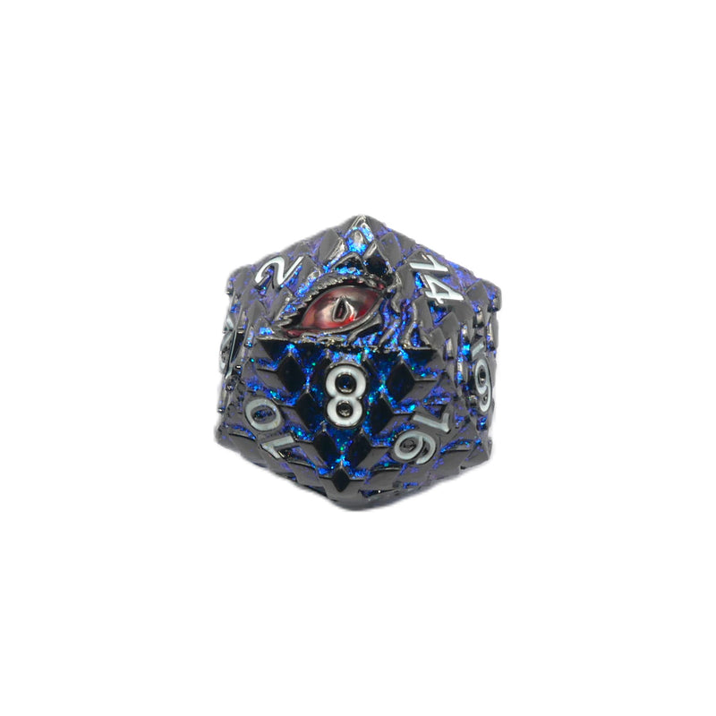 Cobalt-Scaled Dragon - 7 Piece DnD Dice Set | Metal RPG Gaming Dice