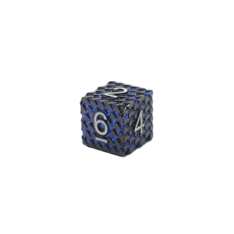 Cobalt-Scaled Dragon - 7 Piece DnD Dice Set | Metal RPG Gaming Dice