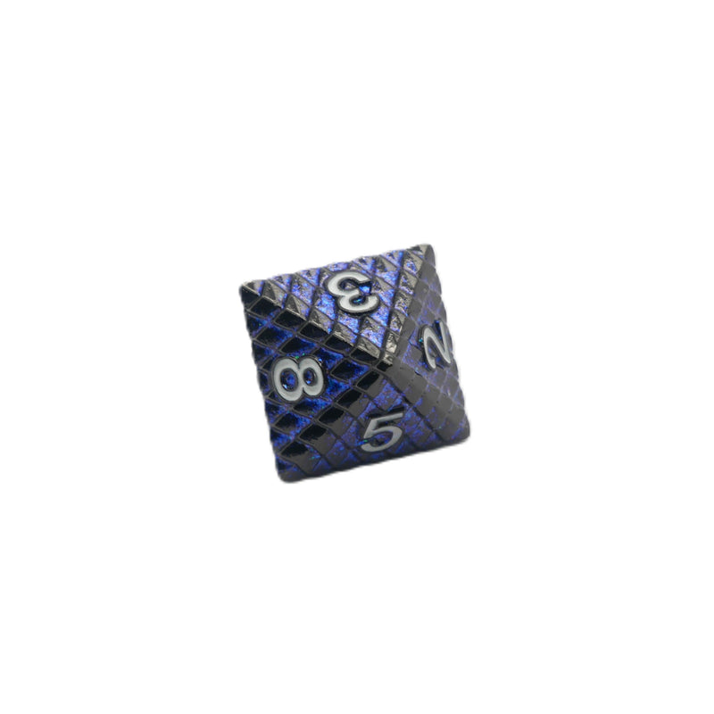 Cobalt-Scaled Dragon - 7 Piece DnD Dice Set | Metal RPG Gaming Dice