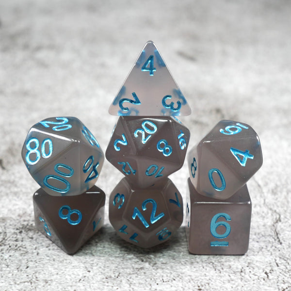 Cold Snap - Thermal 7 Piece DnD Dice Set | Acrylic RPG Gaming Dice