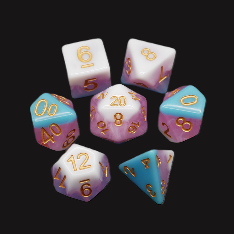 Creamsicle of Doom - 7 Piece DnD Dice Set | Acrylic RPG Gaming Dice