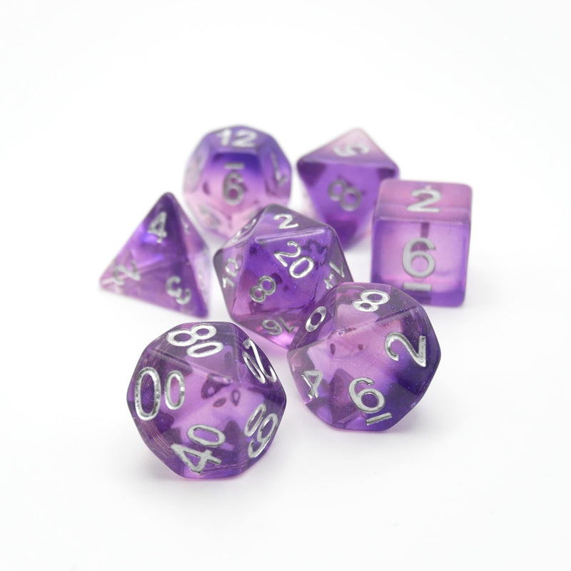Dancing Lavender - 7 Piece DnD Dice Set | Acrylic RPG Gaming Dice