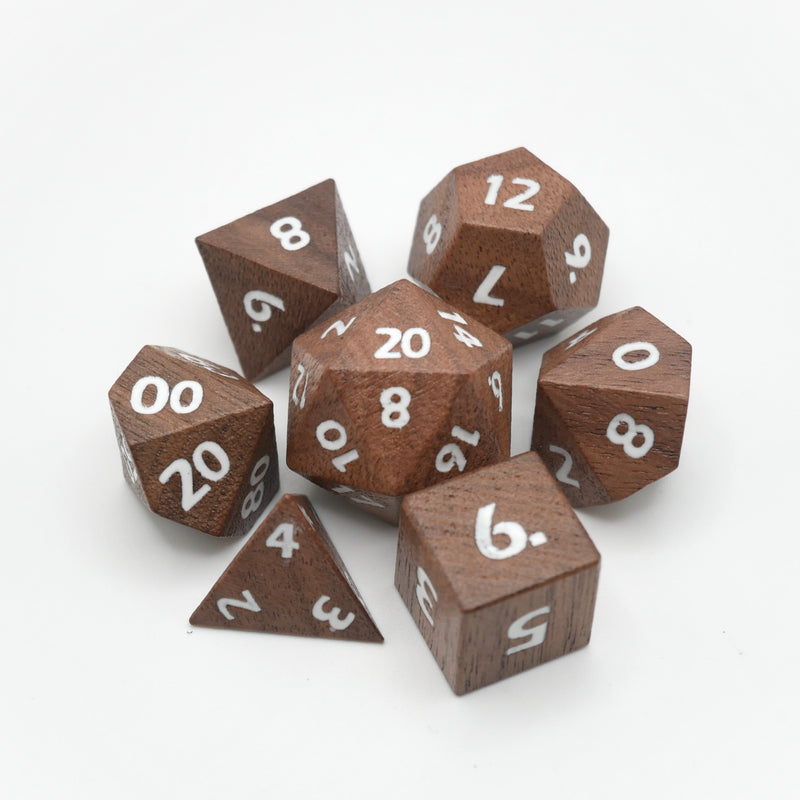 Deku Seed- 7 Piece DnD Dice Set | Wood RPG Gaming Dice