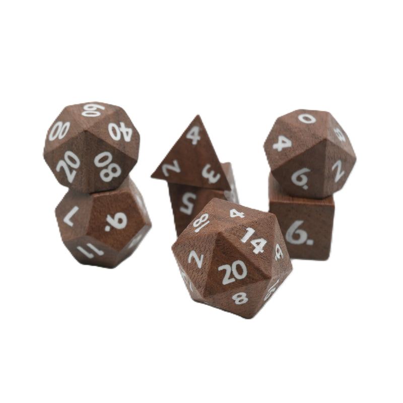 Deku Seed- 7 Piece DnD Dice Set | Wood RPG Gaming Dice