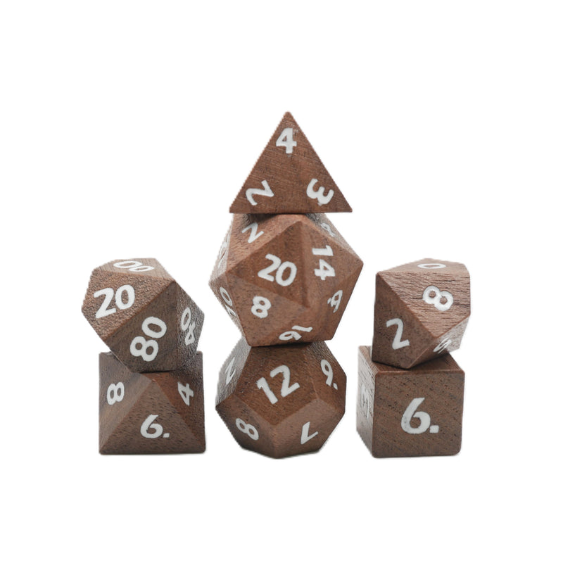 Deku Seed- 7 Piece DnD Dice Set | Wood RPG Gaming Dice