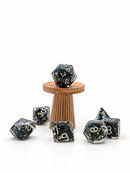 Starfall - 7-Piece Black & Holographic Glitter Dice Set for D&D