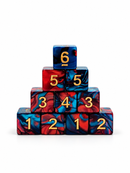 Wyrmfire Gleam – Red & Blue Acrylic 10d6 Dice Set