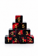 Embersteel – Black & Red Acrylic 10d6 Dice Set