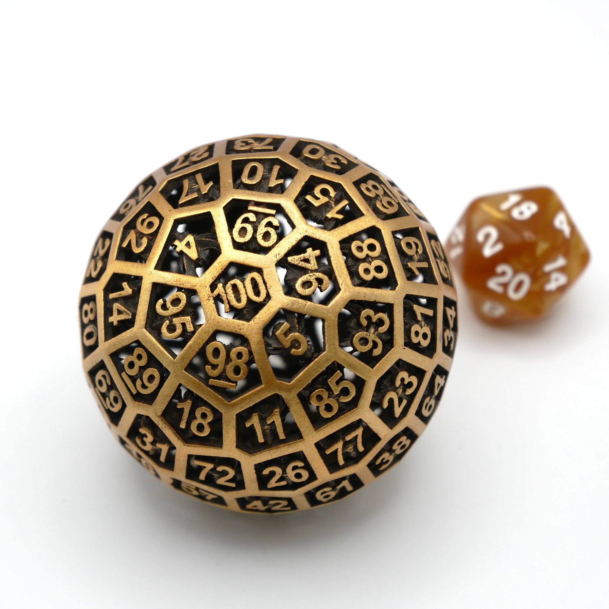 Golden Orb - Giant D100 DnD Dice | Metal RPG Gaming Dice