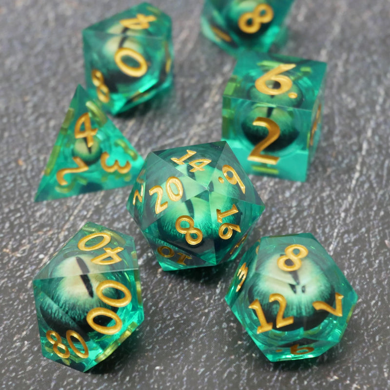 Gormagon's Eye |  7 Piece Moving Eye DnD Dice Set | Acrylic RPG Gaming Dice