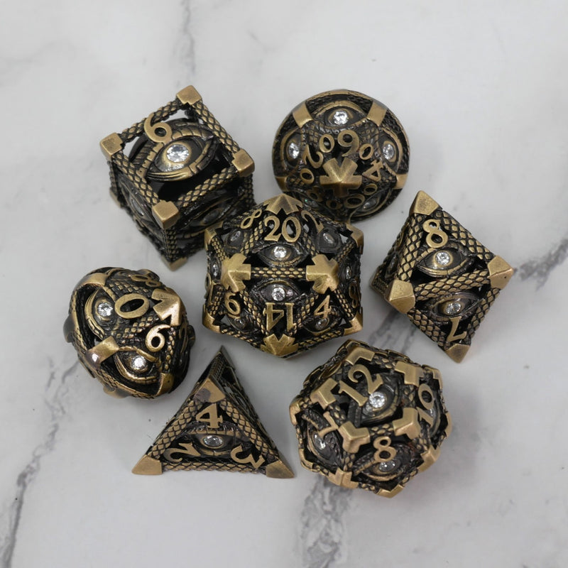 Imhotep's Vision - 7 Piece DnD Dice Set | Metal RPG Gaming Dice