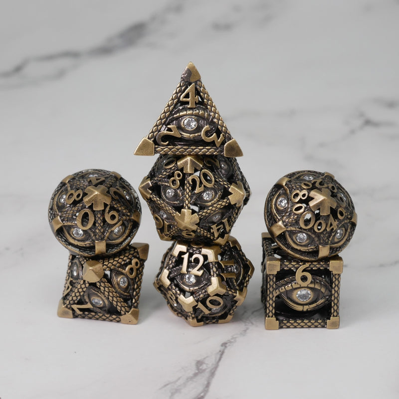Imhotep's Vision - 7 Piece DnD Dice Set | Metal RPG Gaming Dice