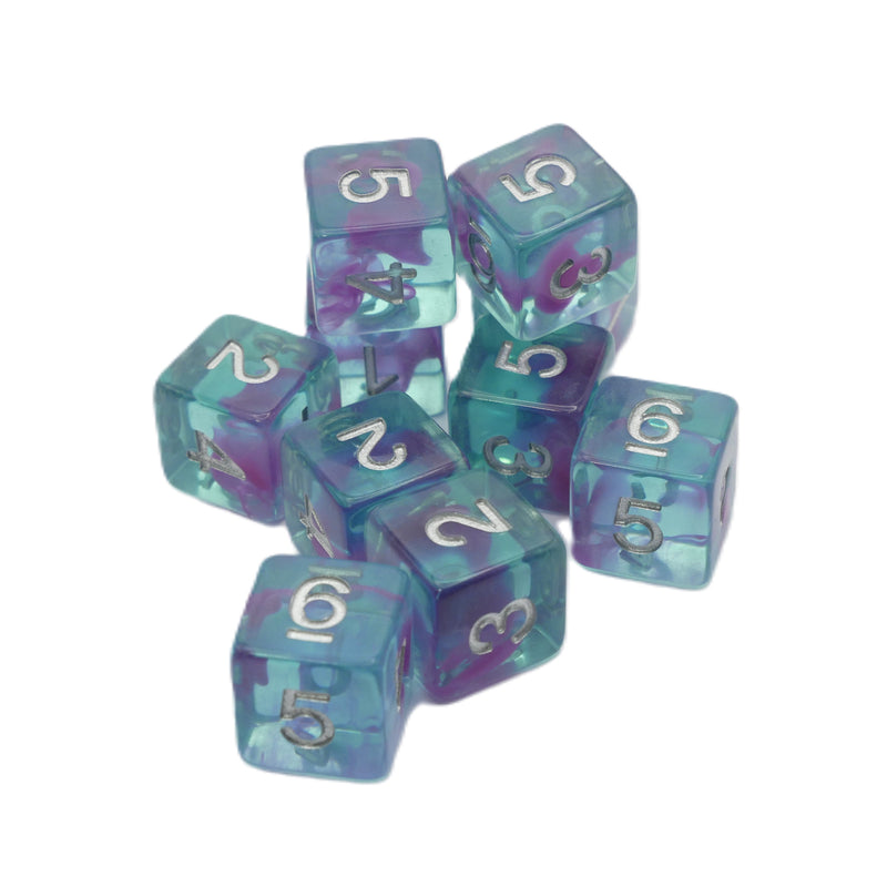 Jellyfish Essence 10d6 - DnD Dice Set | Acrylic RPG Gaming Dice