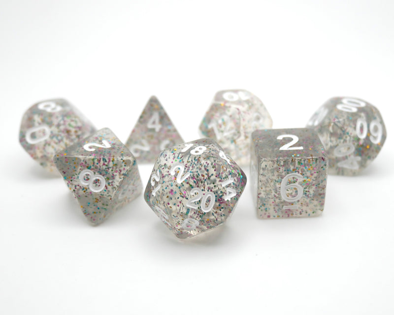 Kaleidoscope Confetti - 7 Piece DnD Dice Set | Acrylic RPG Gaming Dice
