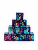 Celestial Conflux – Teal & Purple Acrylic 10d6 Dice Set