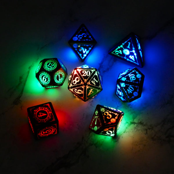 Merrymaking  - 7 Piece DnD Dice Set | Flashing LED RPG Gaming Dice