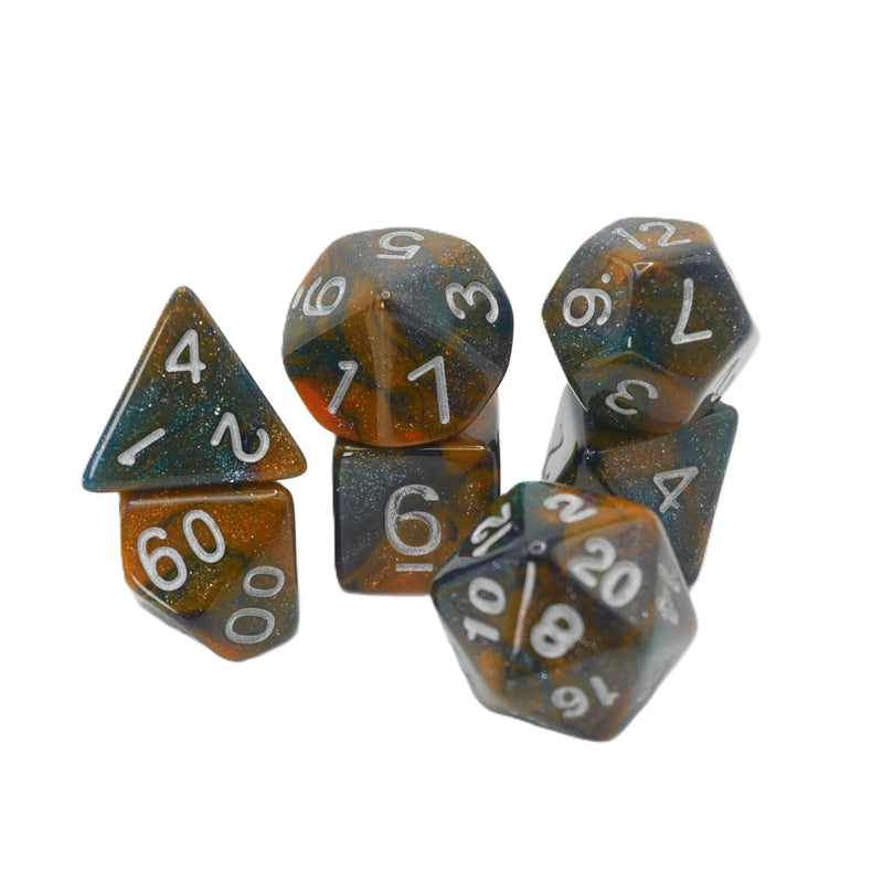 Mysterious Ink - 7 Piece DnD Dice Set | Acrylic RPG Gaming Dice