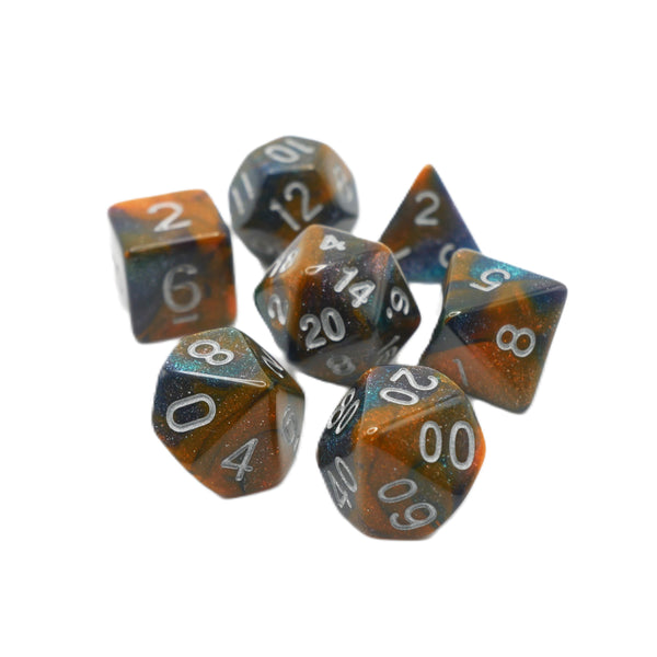 Mysterious Ink - 7 Piece DnD Dice Set | Acrylic RPG Gaming Dice