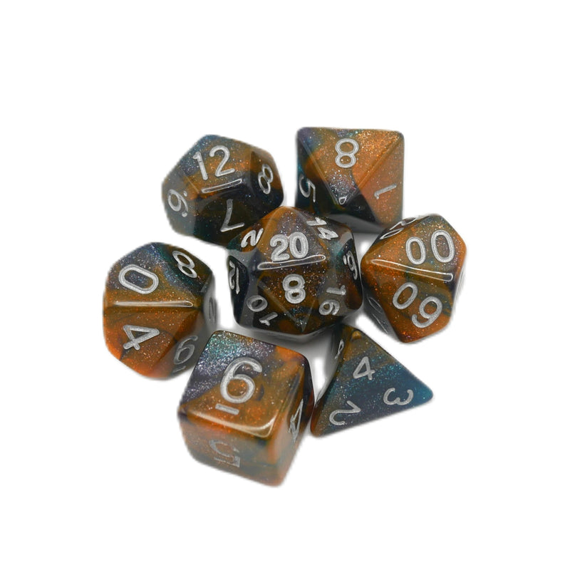 Mysterious Ink - 7 Piece DnD Dice Set | Acrylic RPG Gaming Dice