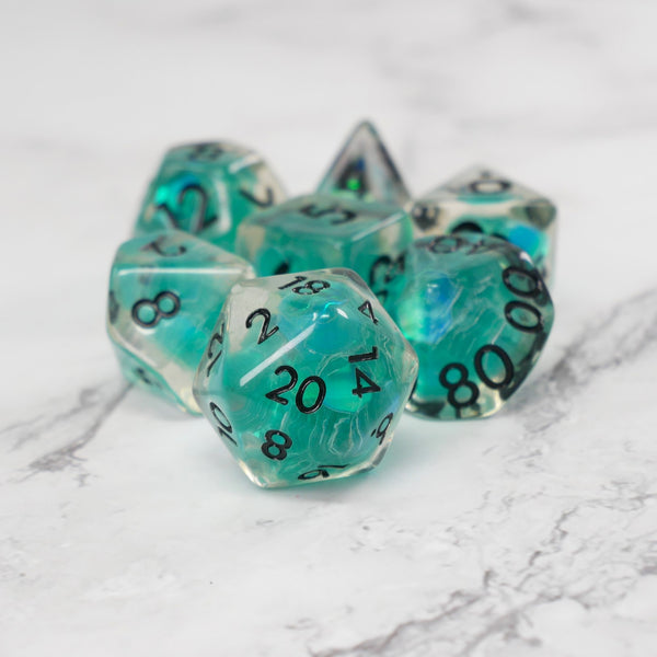 Ocean Reflections - 7 Piece DnD Dice Set | Acrylic RPG Gaming Dice