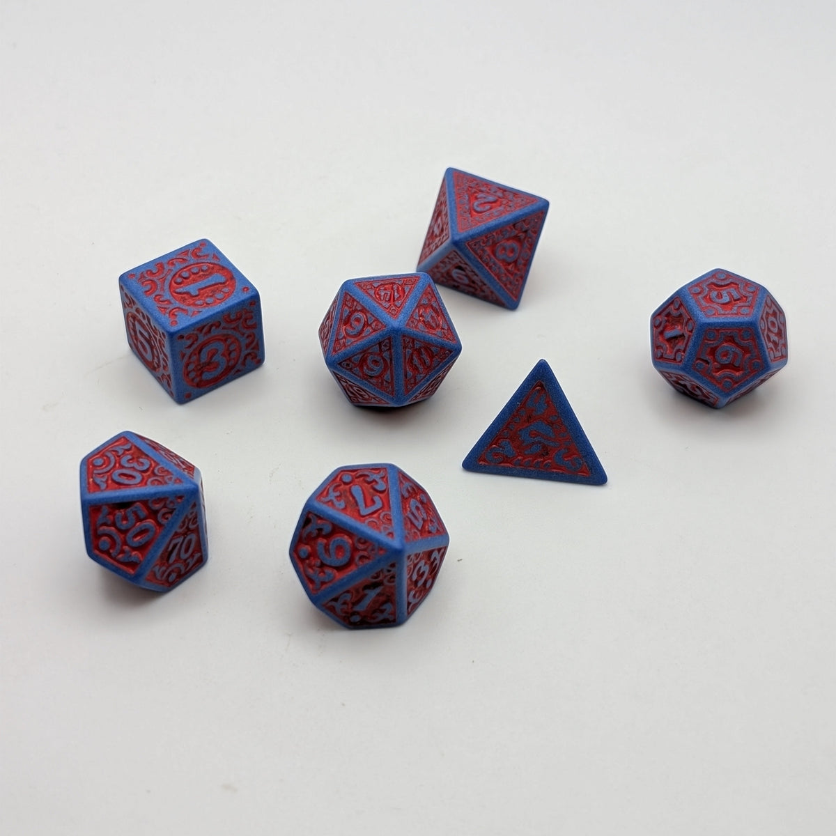 Magic Flame - Red Blue - 7 Piece DnD Dice Set | Acrylic RPG Gaming Dic