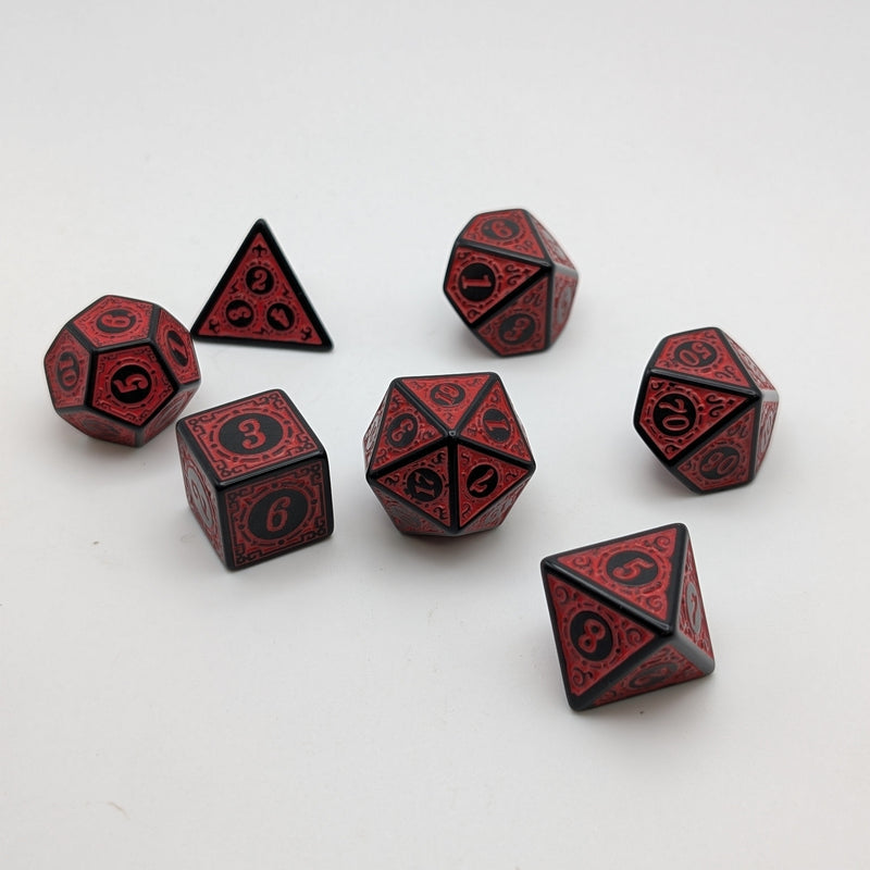 Enchanted Demon - 7 Piece DnD Dice Set | Acrylic RPG Gaming Dice