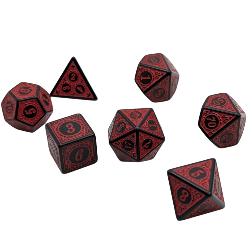 Enchanted Demon - 7 Piece DnD Dice Set | Acrylic RPG Gaming Dice