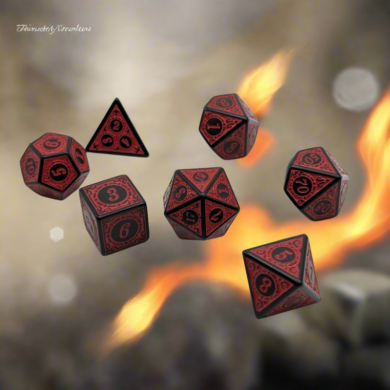 Enchanted Demon - 7 Piece DnD Dice Set | Acrylic RPG Gaming Dice
