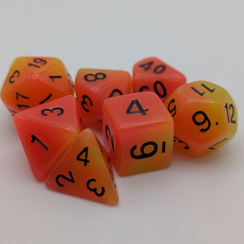 Candlelight - 7 Piece Glow in the Dark DnD Dice Set | Acrylic RPG Gaming Dice