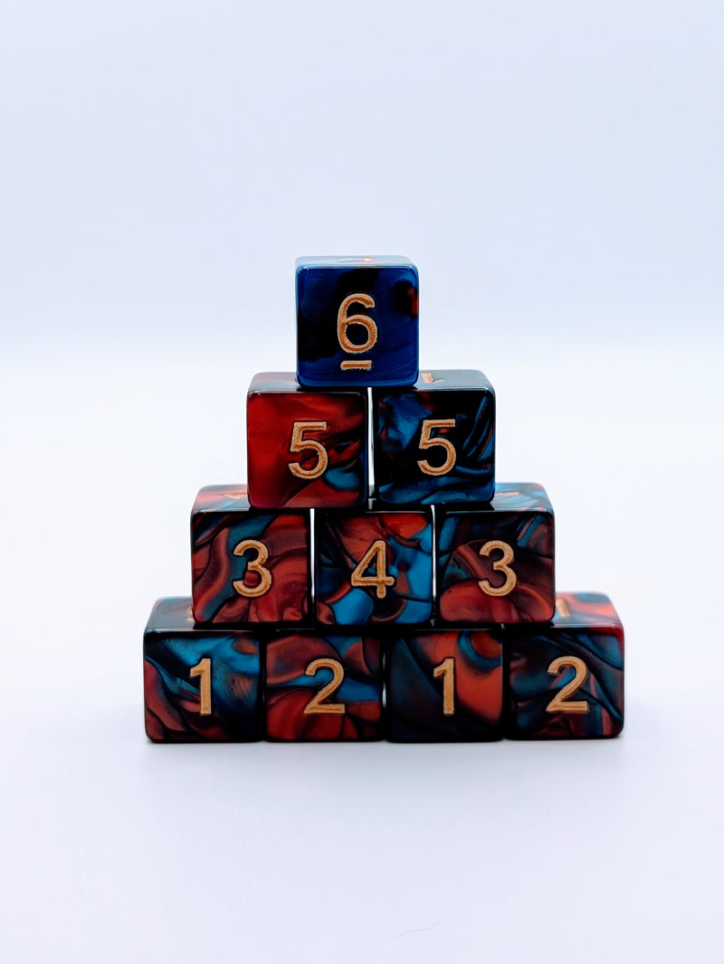Wyrmfire Gleam 10d6 - DnD Dice Set | Acrylic RPG Gaming Dice