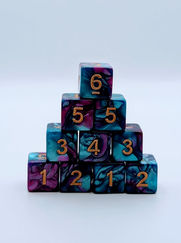 Celestial Conflux 10d6 - DnD Dice Set | Acrylic RPG Gaming Dice