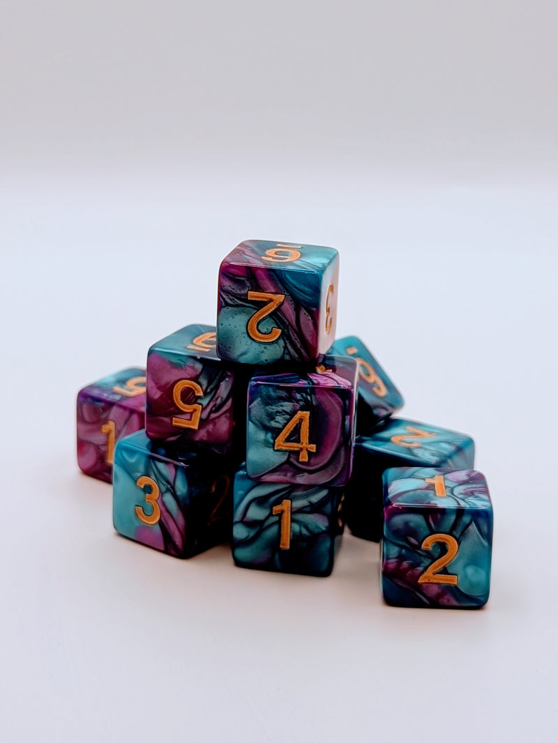 Celestial Conflux 10d6 - DnD Dice Set | Acrylic RPG Gaming Dice