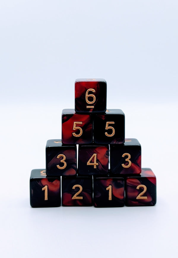 Embersteel 10d6 - DnD Dice Set | Acrylic RPG Gaming Dice