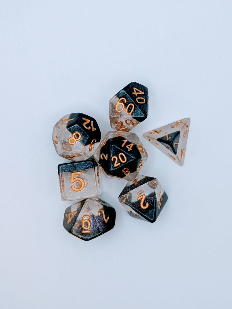 Whispered Void - 7 Piece DnD Dice Set | Acrylic RPG Gaming Dice