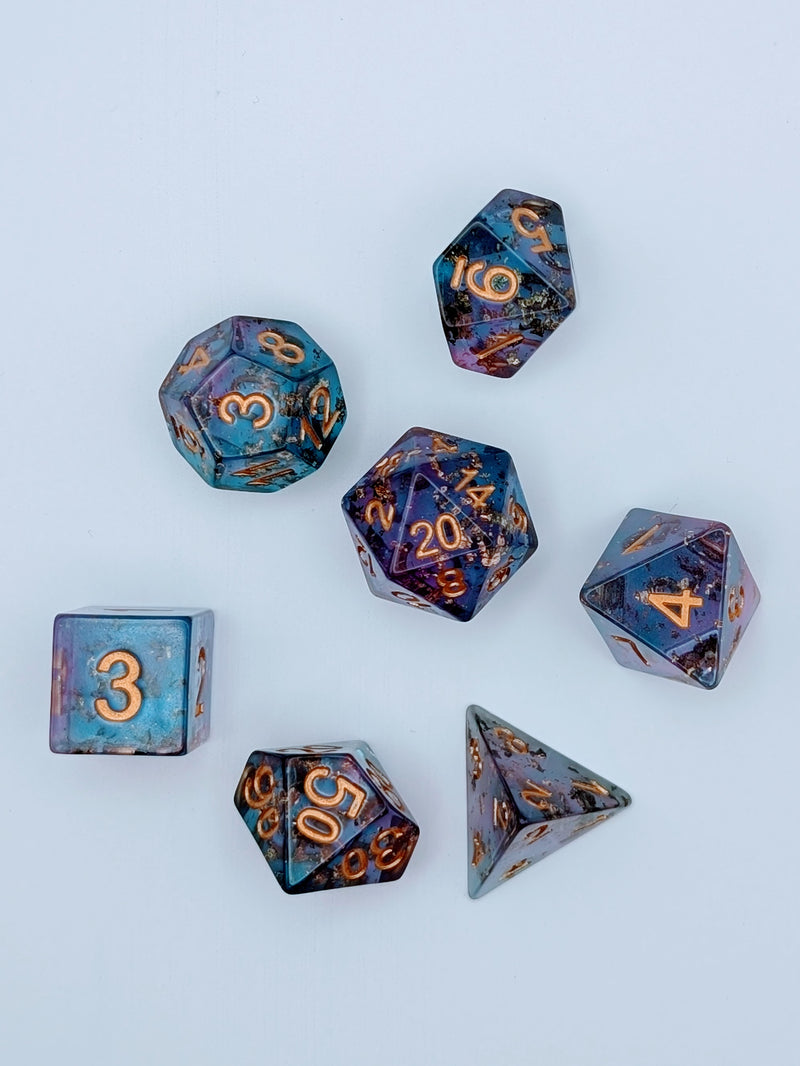 Glimmerfall - 7 Piece DnD Dice Set | Acrylic RPG Gaming Dice